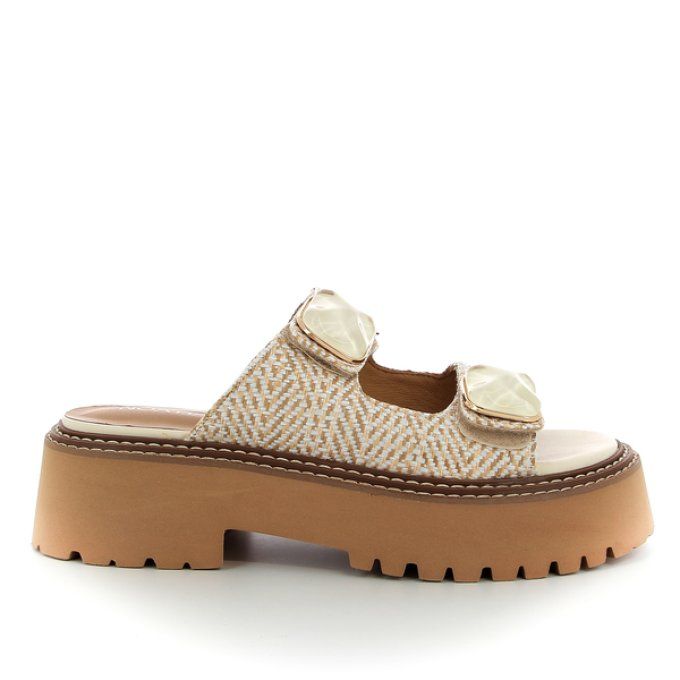 NOA HARMON MULES RAFFIA BEIGE