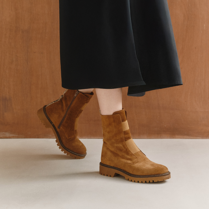 REQINS BOOTS DUSKY CUIR VELOURS NOISETTE